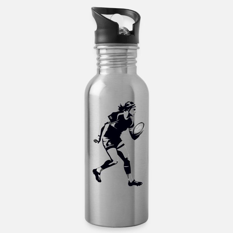 Marc, der Rugbyspieler - Trinkflasche mit integriertem Trinkhalm - Lightsilver