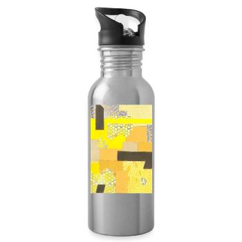 Gelbe Collage - Trinkflasche mit integriertem Trinkhalm - Lightsilver - Rechts