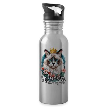 Ragdoll est la reine de ma maison - Gourde avec paille intégrée - argent clair - Droite