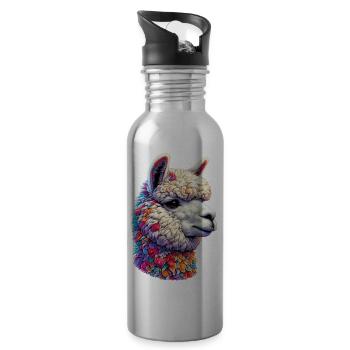 Alpaka - Trinkflasche mit integriertem Trinkhalm - Lightsilver - Rechts