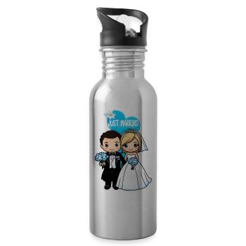 Just Married - Zur Hochzeit - Trinkflasche mit integriertem Trinkhalm - Lightsilver - Rechts