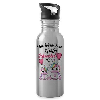 Große Schwester 2024 - Trinkflasche mit integriertem Trinkhalm - Lightsilver - Rechts