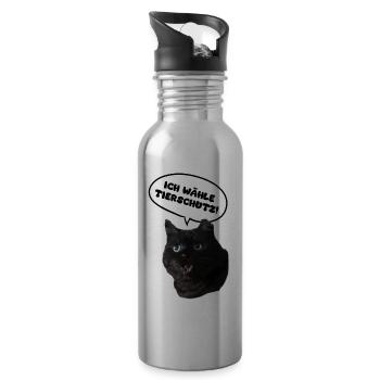 I choose animal welfare! - Water bottle with straw - silver - Right