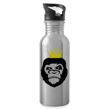 gorilla face krone - Trinkflasche mit integriertem Trinkhalm - Lightsilver - Rechts
