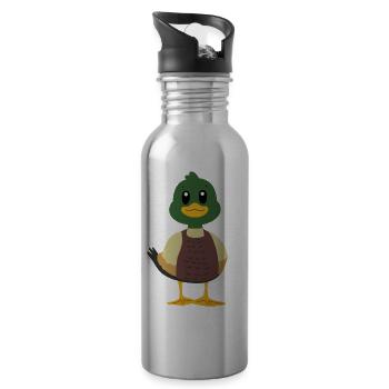 Canard colvert - Gourde avec paille intégrée - argent clair - Droite