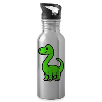 Bande dessinée Dinosaure Brontosaure - Gourde avec paille intégrée - argent clair - Droite