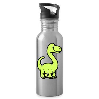 Dinosaur Brontosaurus Comic - Water bottle with straw - silver - Right