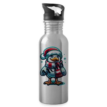 Moin Seagull Christmas - Water bottle with straw - silver - Right