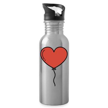 Herzluftballon Herz Luftballon - Trinkflasche mit integriertem Trinkhalm - Lightsilver - Rechts