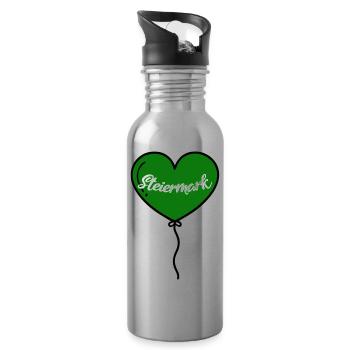 Styria Heart Balloon - Water bottle with straw - silver - Right
