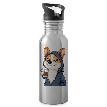 Cooler Corgi mag Kaffee - Trinkflasche mit integriertem Trinkhalm - Lightsilver - Rechts