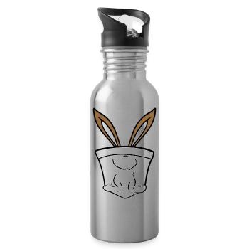 Hase Hasenohren Loch versteckt Tasche lustig süß - Trinkflasche mit integriertem Trinkhalm - Lightsilver - Rechts