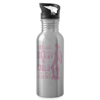 Roller Derby For Girls Who Don't Play Nice Skater - Water bottle with straw - silver - Right