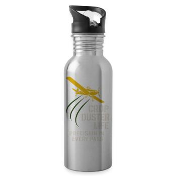 Cadeau de pilote d’agriculture de l’aviation rurale - Gourde avec paille intégrée - argent clair - Droite