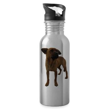 Chien - Gourde avec paille intégrée - argent clair - Droite