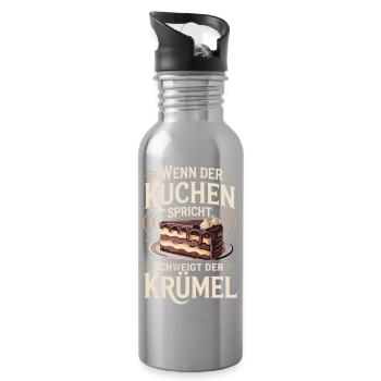 When the cake speaks, the crumb is silent - Water bottle with straw - silver - Right