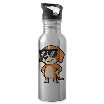 Sonnenbrillen Hund Pose - Trinkflasche mit integriertem Trinkhalm - Lightsilver - Rechts