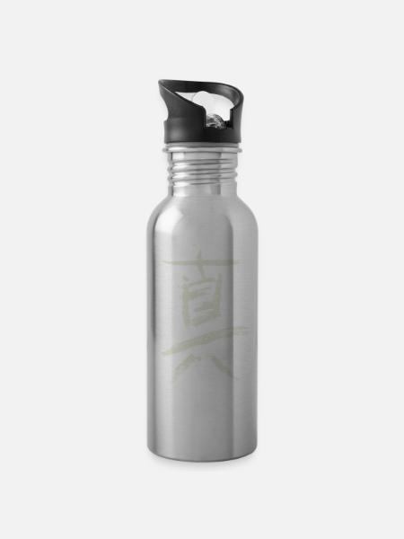 Wahrheit (Auf Japanisch) Kanji Schriftzeichen - Vattenflaska med integrerat sugrör - ljus silver
