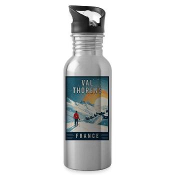 Discover Alpine Ski Paradise Val Thorens in France - Water bottle with straw - silver - Right