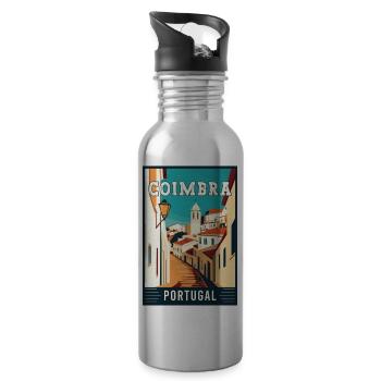Explorez l’intemporelle Coimbra au Portugal - Gourde avec paille intégrée - argent clair - Droite