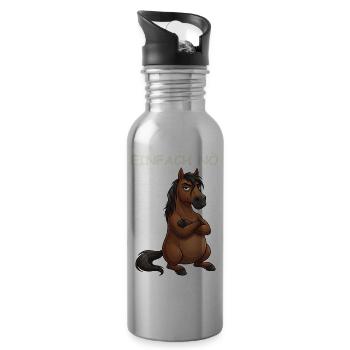 Pferd Lustiger Spruch - Trinkflasche mit integriertem Trinkhalm - Lightsilver - Rechts