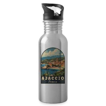 Découvrez Ajaccio en France Paradis méditerranéen - Gourde avec paille intégrée - argent clair - Droite