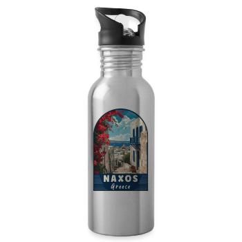 Découvrez le paradis méditerranéen de Naxos en Grèce - Gourde avec paille intégrée - argent clair - Droite