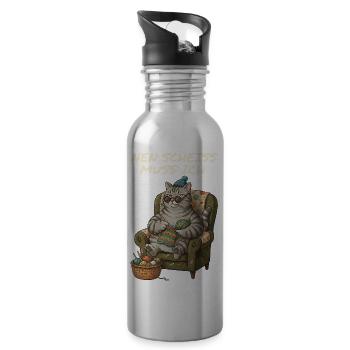 Lustiger Spruch Katzen Mama Häkeln - Trinkflasche mit integriertem Trinkhalm - Lightsilver - Rechts