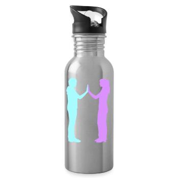 Menschen Gruppe Silhouette Freunde Team Zusammen - Trinkflasche mit integriertem Trinkhalm - Lightsilver - Rechts