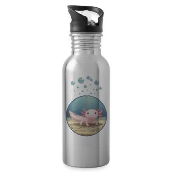 T-Shirt-Design „Axolotl“ - Trinkflasche mit integriertem Trinkhalm - Lightsilver - Rechts