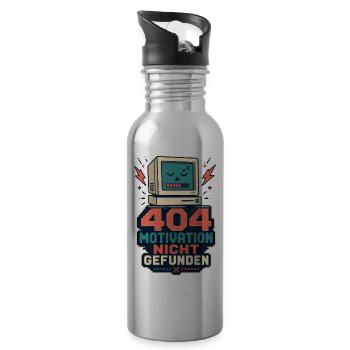404 Motivation nicht gefunden – Nerd Spruch - Trinkflasche mit integriertem Trinkhalm - Lightsilver - Rechts