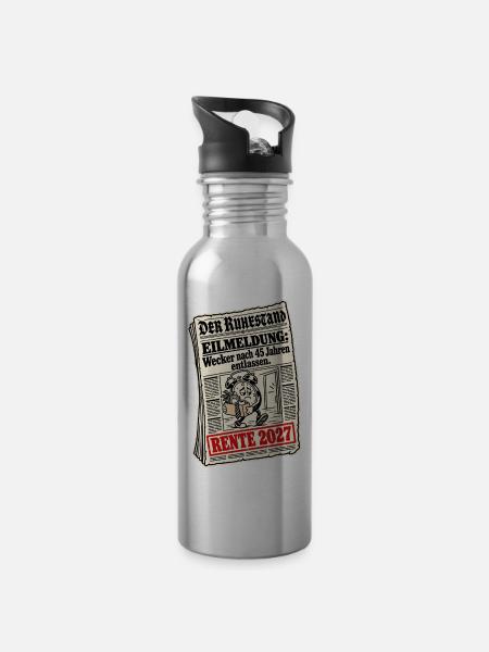 Rente 2027 Wecker entlassen - Trinkflasche mit integriertem Trinkhalm - Lightsilver
