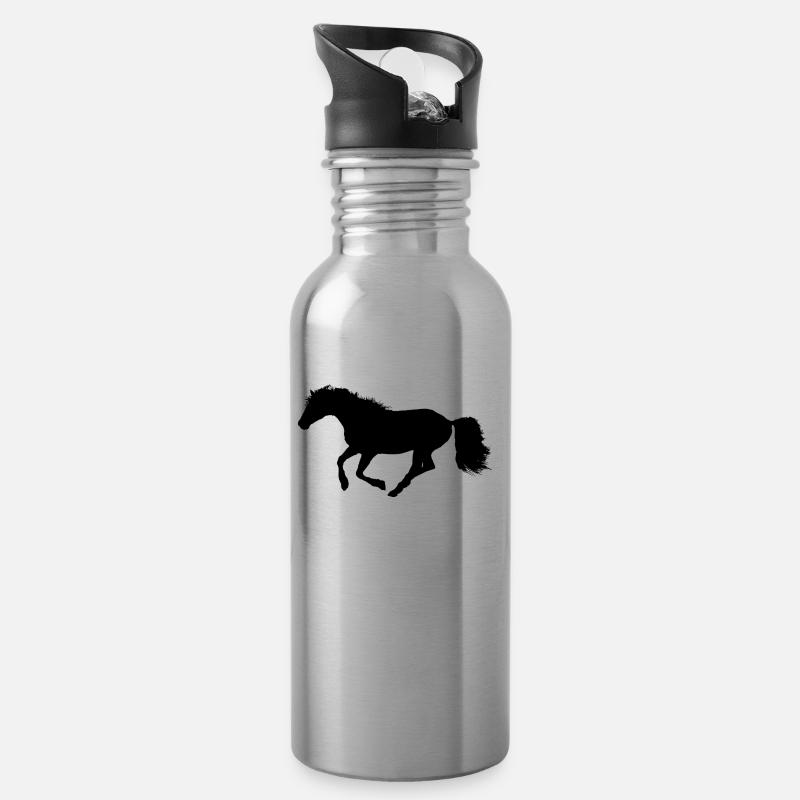 Pferde Reiter Liebe Illustration Silhouette - Trinkflasche mit integriertem Trinkhalm - Lightsilver