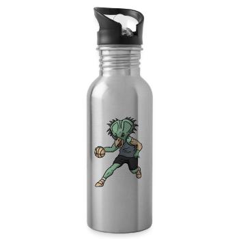 Triceratops Basketball Dinosaurier Sport Geschenk - Trinkflasche mit integriertem Trinkhalm - Lightsilver - Rechts
