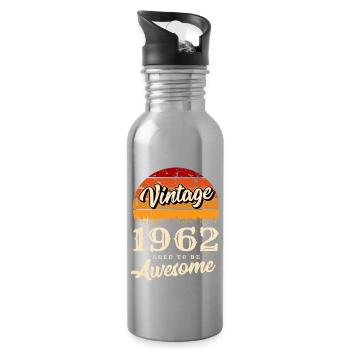 Vintage 1962 62e anniversaire rétro vintage cadeau - Gourde avec paille intégrée - argent clair - Droite