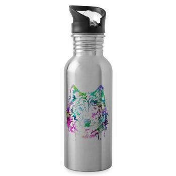 Wolf - Trinkflasche mit integriertem Trinkhalm - Lightsilver - Rechts