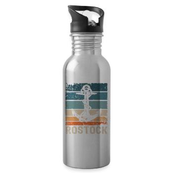 Rostock Sprüche Rostocker - Trinkflasche mit integriertem Trinkhalm - Lightsilver - Rechts