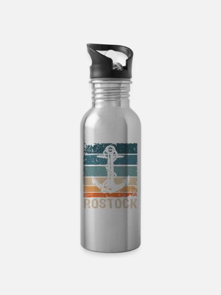 Rostock Sprüche Rostocker - Trinkflasche mit integriertem Trinkhalm - Lightsilver