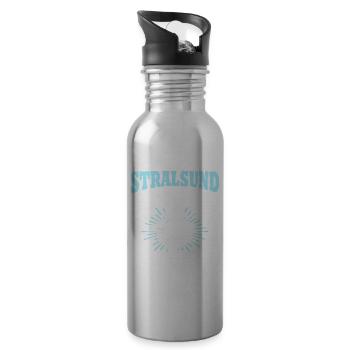 Stralsund Souvenir Ostsee Urlaub - Trinkflasche mit integriertem Trinkhalm - Lightsilver - Rechts