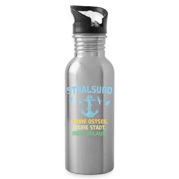 Urlaub Stralsund Ostsee - Trinkflasche mit integriertem Trinkhalm - Lightsilver - Rechts