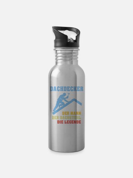 Dachdecker Sprüche Dachdecken - Trinkflasche mit integriertem Trinkhalm - Lightsilver