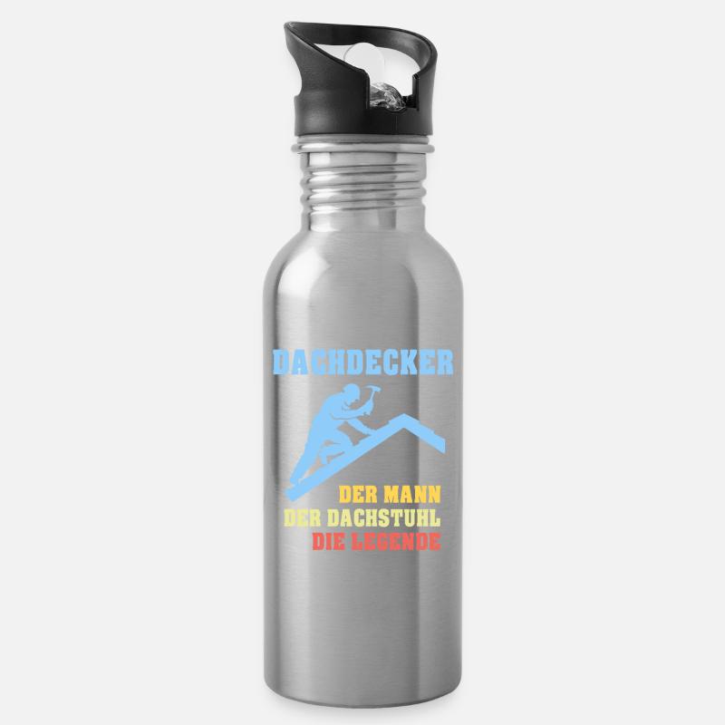 Dachdecker Sprüche Dachdecken - Trinkflasche mit integriertem Trinkhalm - Lightsilver