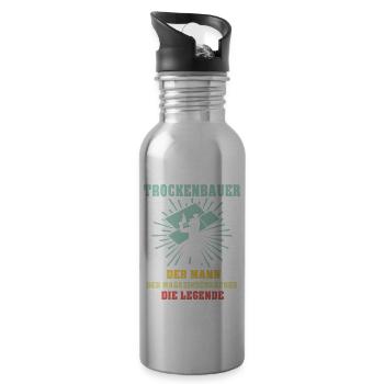 Trockenbauer Sprüche Trockenbau - Trinkflasche mit integriertem Trinkhalm - Lightsilver - Rechts