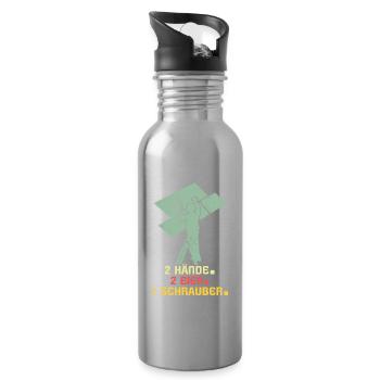 Trockenbauer Trockenbau Trockenbaumonteur - Trinkflasche mit integriertem Trinkhalm - Lightsilver - Rechts