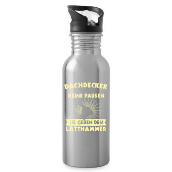 Dachdecker Dächer Decken Dachdecken - Trinkflasche mit integriertem Trinkhalm - Lightsilver - Rechts