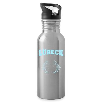 Lübeck Sprüche Hansestadt Luebeck - Trinkflasche mit integriertem Trinkhalm - Lightsilver - Rechts