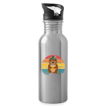 Beamter Bär Bier Bären Biersprüche Biertrinker - Trinkflasche mit integriertem Trinkhalm - Lightsilver - Rechts