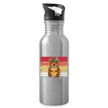 Beamter Bär Bier Biersprüche Biertrinker - Trinkflasche mit integriertem Trinkhalm - Lightsilver - Rechts