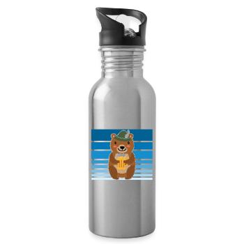 Bier Bierliebhaber Bär Biersprüche Biertrinker - Trinkflasche mit integriertem Trinkhalm - Lightsilver - Rechts