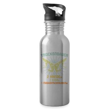 Trockenbaumonteur Sprüche Trockenbauer - Trinkflasche mit integriertem Trinkhalm - Lightsilver - Rechts